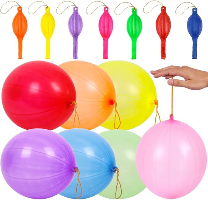 rubfac 25Pcs Punch Balloons, Party Favors for Kids, Thickened Heavy Duty Neon Punching Bouncy Balloon for Easter Egg Fillers,Birthday Party Goodie Bag Stuffers Exciting Outdoor Play Supply