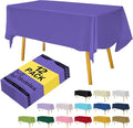 Premium Disposable Table Cloth - 12 Pack, 54 x 108 Inch Table Cloths for Parties, Decorative Tablecloths for Rectangle Tables, Purple Plastic Table Cover, Leakproof & Sturdy, Purple