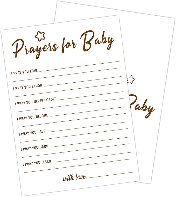 30 PCS Cute Bear Prayers for Baby Shower Game for Boy Girl, Double-Sided Games Gender Neutral Gender Reveal Party Supplies & Decor-C14
