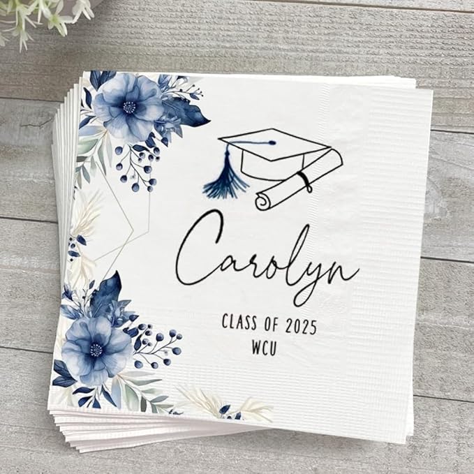 Personalized Graduation Party Disposable Napkins, Custom Grad Party Decor, Class Of 2025, Congratulations Grad, Gifts For Graduations Parties Style 2
