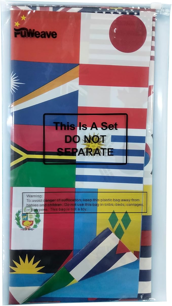 3 Pack International Flag Table Cover Patriotic Table Cloth World Country Flags Plastic Tablecloth for Festival Events Celebration Party Decorations Soccer Sports Beer Party, 108 x 54 Inch