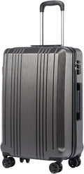 Coolife Luggage PC+ABS Hardshell Suitcase with TSA Lock, Spinner Checked Lightweight (grey, M(24IN))