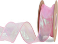 TONIFUL 1-1/2 Inch Wide Laser Pink Wired Chiffon Ribbon Shimmer Sheer Organza Ribbons for Crafts Floral Bouquets Wedding Party Decorations Valentine's Day Gift Wrapping Bow Making Wreaths (10yd)
