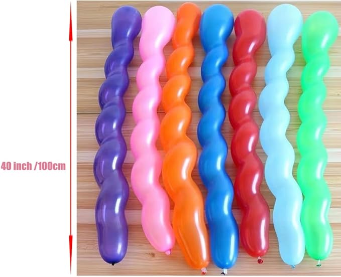 Spiral Latex Balloons, Multicolor Party Decorations, Assorted Colors, Twist Shape 100 pcs for Children's Birthday Decoration (100)