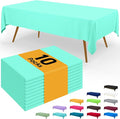 Smiry Disposable Table Cloth - 10 Pack, 54 x 108 Inch Waterproof Rectangle Tablecloths for Parties, Decorative Plastic Table Cover, Leakproof & Sturdy, Mint Green