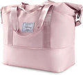 Travel Duffel Bag - Large Shoulder Weekender Overnight Bag, Carry on Bags with Wet Pocket, Waterproof Expandable Duffel Bags with Trolley Sleeve for Sports Travel Gym, Pink