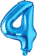 Blue 28 inch Letter Balloons Alphabet Number Balloons Foil Mylar Party Wedding Bachelorette Birthday Bridal Baby Shower Graduation Anniversary Celebration Decoration (Can not Float) (28 inch Blue 4)