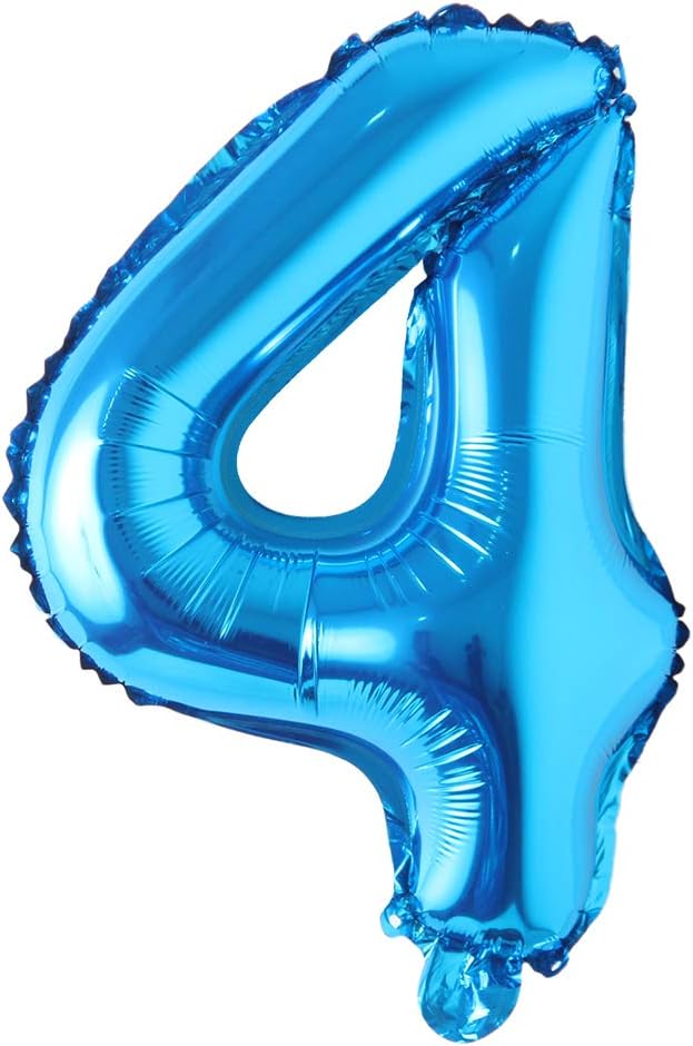Blue 28 inch Letter Balloons Alphabet Number Balloons Foil Mylar Party Wedding Bachelorette Birthday Bridal Baby Shower Graduation Anniversary Celebration Decoration (Can not Float) (28 inch Blue 4)