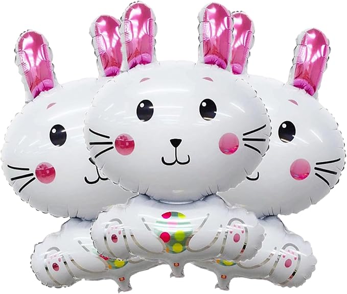 Bunny Balloons Easter Balloons Rabbit Foil Balloon for Easter Party Decorations Themed Party Shower Bunny Birthday Party Decorations Decor Supplies Party Balloon Set 3pcs