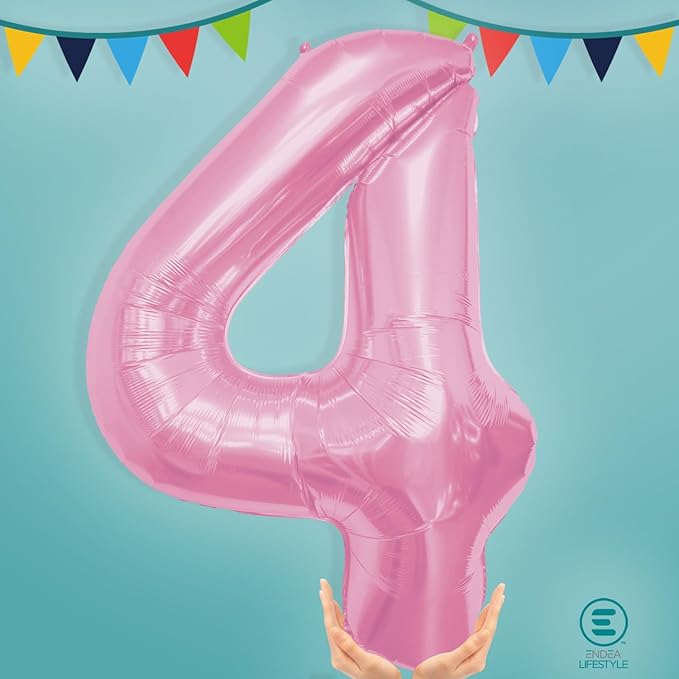 40 Inch Large Pink Number Celebration and Decoration Balloon for Birthday Parties, Graduations, Anniversaries, Weddings, Photo Shoots, Special Events - Helium Foil Mylar (Pink Number 4)