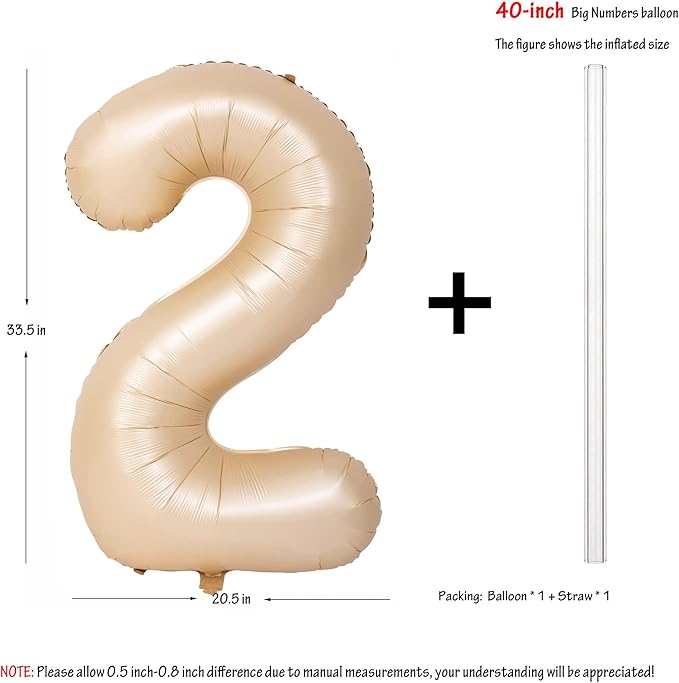40 In Caramel Number Balloons Helium Foil Mylar latex Balloon Birthday Party banquet Decoration Digital 2