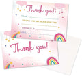 Kids Thank You Cards Fill in the Blank, Boho Rainbow Thank You Notes For Boys Girls, Pink Rainbow Greeting Card, Birthday Party Decorations Favors (20 Cards With 20 Envelopes) -30