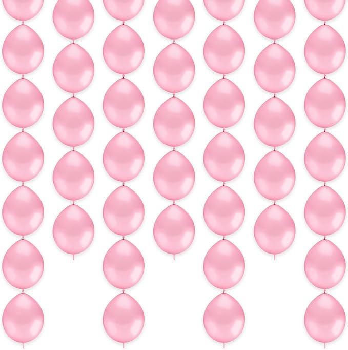 Link Balloons 6 Inch - 100 Pcs Quick Link Balloon Latex Linking Balloons Connected Linkable Balloon Birthday Wedding Party Decorations(Baby Pink)