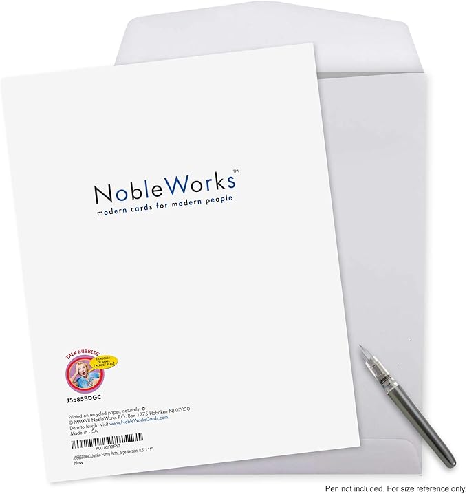 NobleWorks - 1 Jumbo Funny Card for Birthdays (8.5 x 11 Inch) - Cartoon Joke, Humor Bday Card with Envelope - Dentist Say J5585BDGC