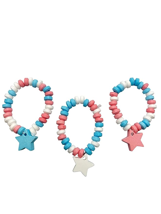 Patriotic Candy - 24 Red White and Blue Candy Bracelets Individually Wrapped - Bulk Candy - Great for Patriotic Party Favors - 4th of July - Memorial Day - Veterans Day - USA Patriotic Parade -