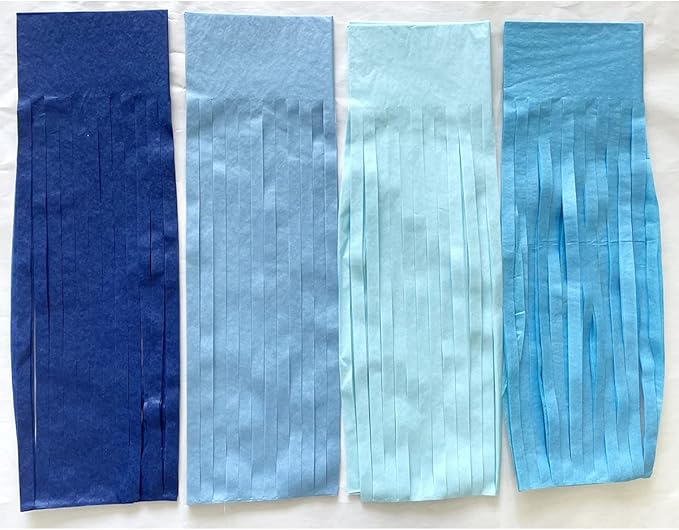 Tissue Paper Tassels Garland Banner Table Decor Party Banner Wedding Birthday Baby Shower Nursery Party Decorations Supplies (20, Lt-Blue+Blue+Sky Blue+Royal Blue)