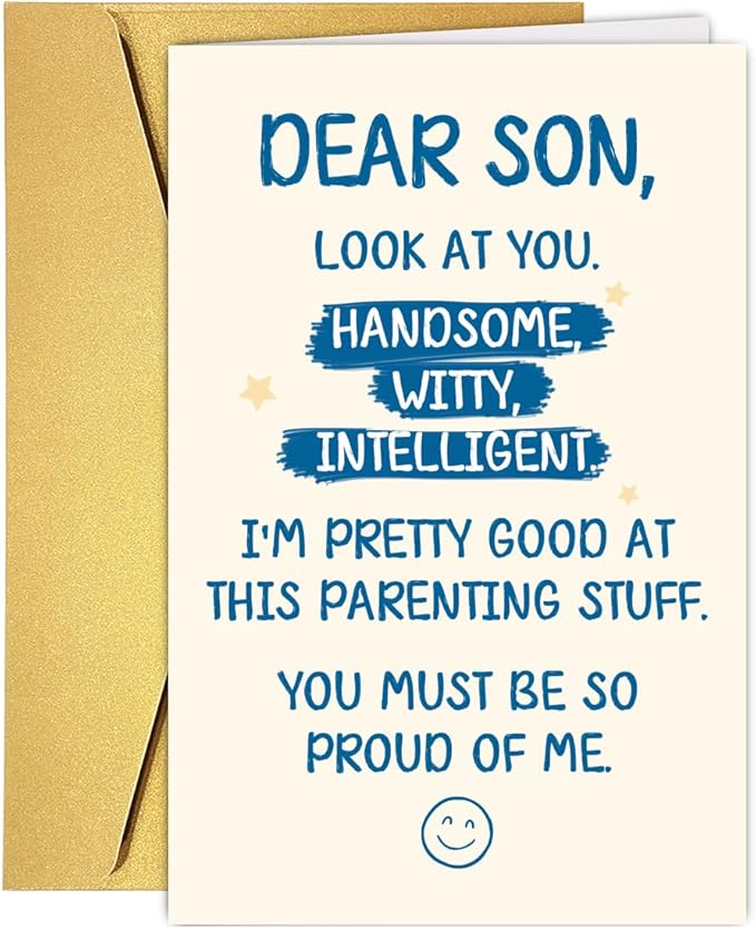 Funny Birthday Card for Son, Happy Birthday Gifts for Son, Humorous Birthday Card Gifts from Mom Dad Parent