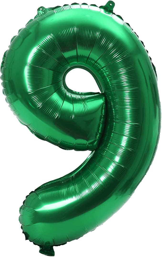 YPSelected 32 Inch Large Foil Helium Number Balloon Birthday Wedding Party 0-9 (Green, 9)