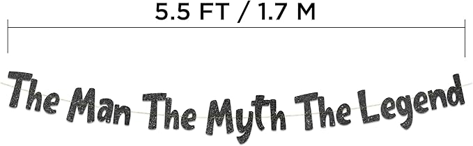 Pre-Strung The Man The Myth The Legend Black Glitter Banner - Retirement Decorations for Men and Women - Retirement Party Supplies and Gifts