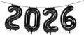 Black 2026 Number Balloons, 26 Balloon Number 40 Inch for Men & Women, Foil Balloon for 2 20 26 22 Birthday, 2026 New Year Eve Party Supplies, Graduation Decorations