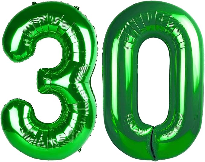 Dark Green Number 30 Balloon 40 Inch, 30th Birthday Party Decorations for Children, Giant 30 Foil Balloon for Party Supplies