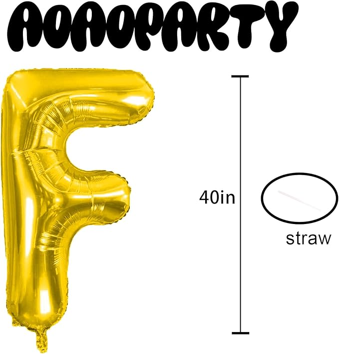 Letter Balloons 40Inch Large Giant big Foil Mylar Gold Balloons F for Birthday Party Decorations