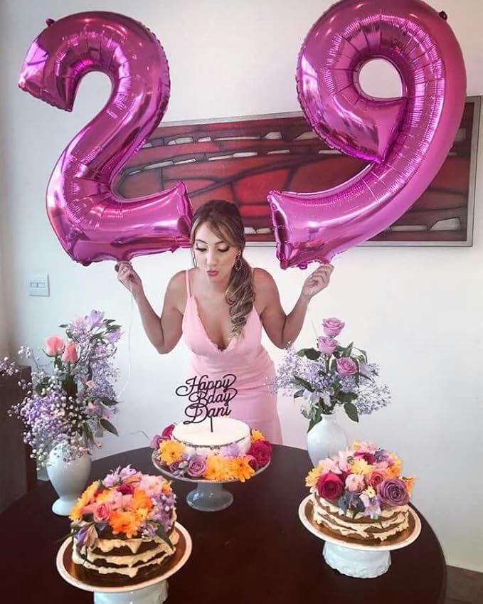 Rose Purple Number 9 Balloon, Foil 40 Inch Happy 9 19 29 90 Birthday for Men And Women, Foil Balloons Decoratins for Wedding Anniversary, Single, New Year, Halloween Party Syupplies