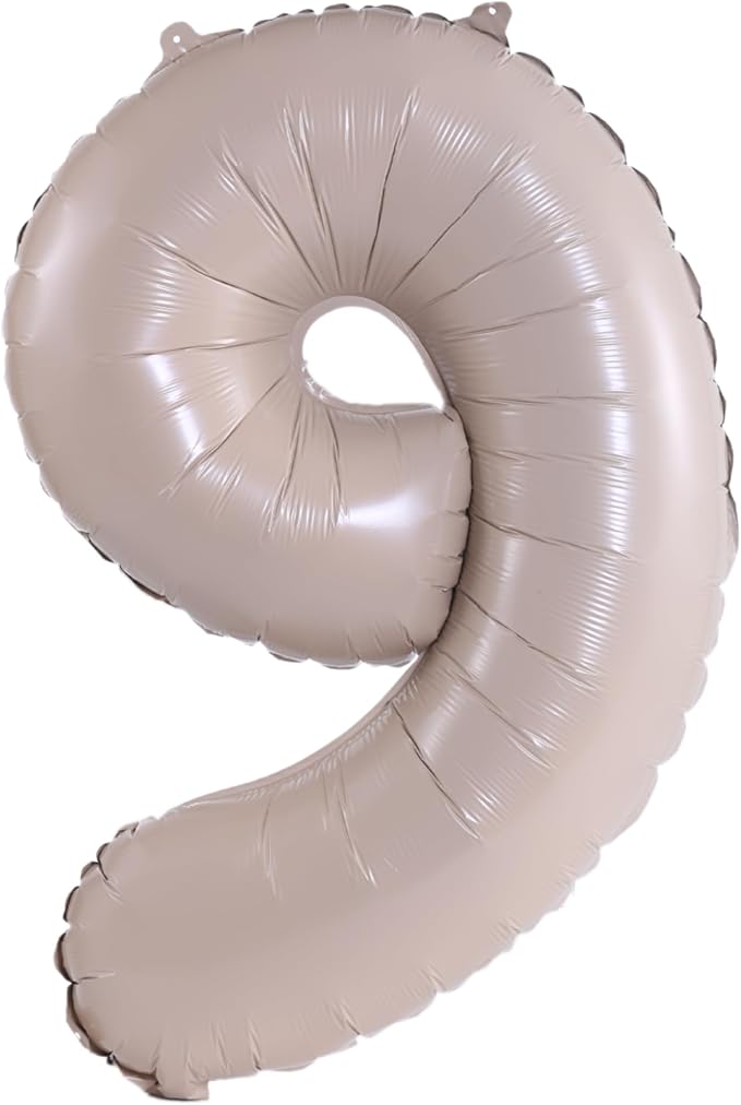 YPSelected 32 Inch Large Foil Helium Number Balloon Birthday Wedding Party 0-9 (Cream, 9)