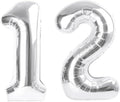 40 Inch Balloon Number 12, Silver Large Number Balloons Birthday Gift for 12 21 Years Old, Maylar Balloon Decorations for Wedding Engagement Graduations Memorial Day's