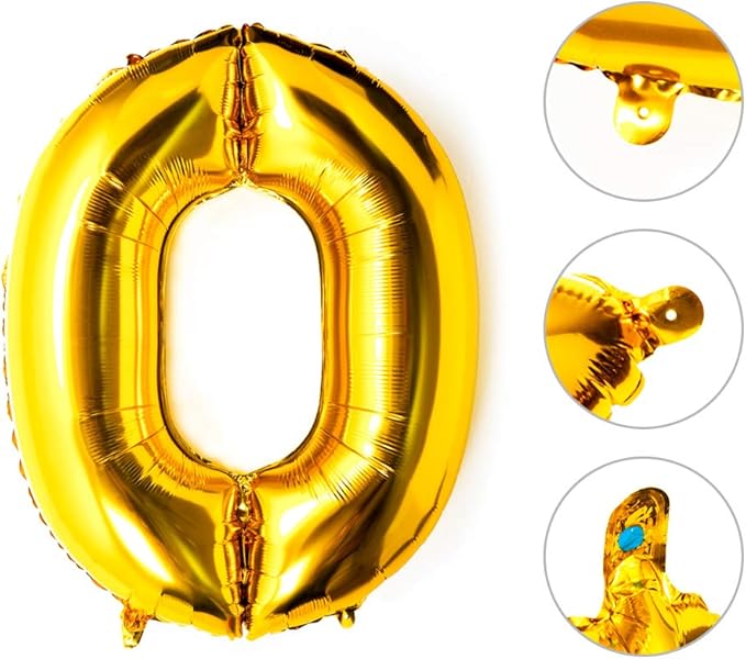 40 Inch Large Foil Helium Number Balloon Birthday Wedding Party 0-9 (Gold, 0)