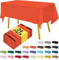 Orange Tablecloth Disposable Plastic Table Cover for Rectangle Tables (24 Pack) Premium Plastic Table Cloths for Parties, Events & Weddings, Indoors/Outdoors, 54"x108"