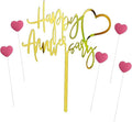 Happy Anniversary Cake Topper Happy Anniversary Cake Decorations for Party Decorations (rose red heart)