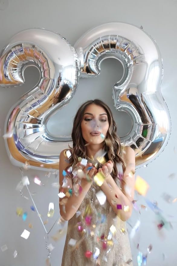 Silver Number Balloons 40 Inch, 3rd Birthday Decorations for Girls Boys, Number 3 Ballon for 3, 13, 23, 33 Celebration, Men and Women Birthday, Wedding, Anniversary Decor