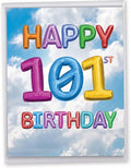 NobleWorks - Milestone Birthday Card with Envelope (Letterhead 8.5 x 11 Inch) - Inflated Messages-101 (Not Actual Balloons) J2769MBG