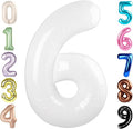 Number 6 Balloon 40 Inch, 6th Birthday Balloon for Boy Girl, White 16 60 61 65 Numbers Balloons Birthday Party Wedding Events Decorations