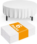 Pureegg Plastic Table Cloth Disposable 6 Pack, 84'' Round Table Cloths, Party, Picnic, Wedding, Decorative Tablecloths, Round, White Plastic Cover, Waterproof, White