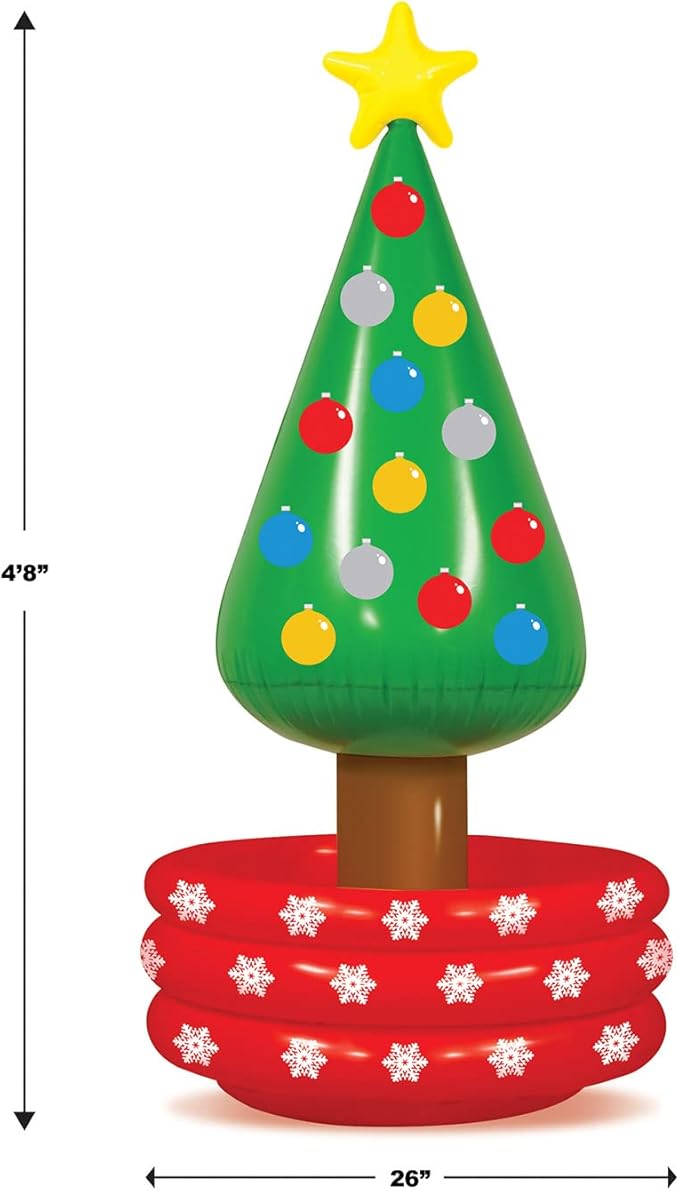 Beistle Inflatable Christmas Tree Coolers, 3 Pack, 4’ 8” x 26”, Each Holds Approx. 24 12 oz. Cans - Drink Cooler, Drink Containers for Parties, Christmas Inflatable, Holiday Decorations