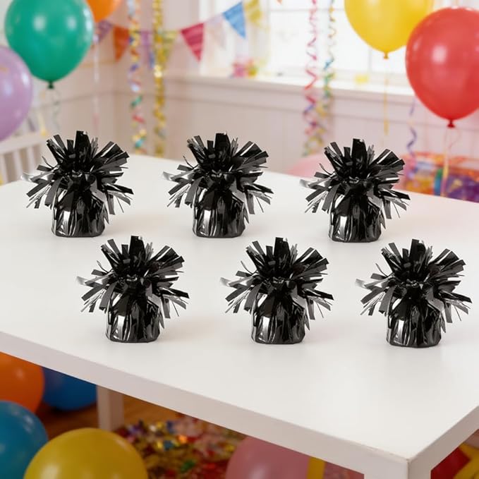 Aluminum Foil Balloon Weights for Parties (24 pcs) - 0.31lb (140g) Each - Premium Balloon Anchors for Birthday, Wedding, Dinner, Indoor & Outdoor Decorations(Black 24pcs)
