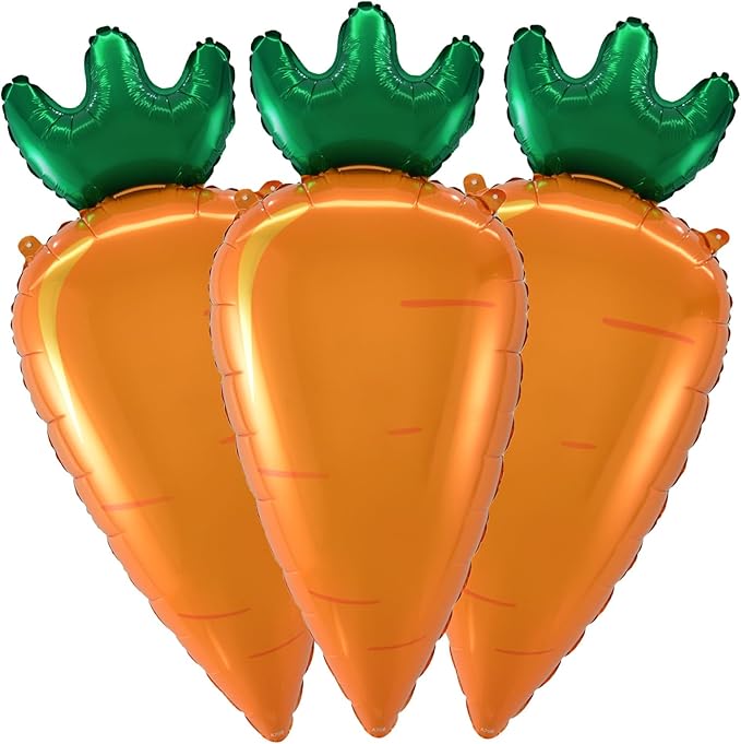 Carrot Balloons Easter Foil Balloons Vegetable Balloon for Carrot Themed Party Decoration Supplies Vegetable Birthday Decoration Decor Ballons Arch Kits Party Balloon Set 3pcs