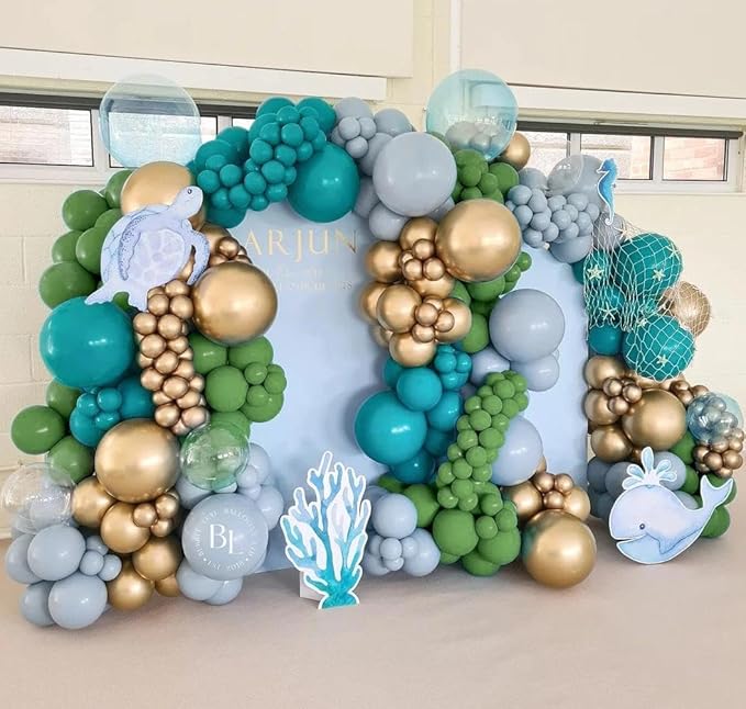 Teal Balloons Turquiose Double Stuffed Balloon Garland Arch Kit Latex Different Sizes For Birthday Baby Shower Dolphin Mermaid Engagement Anniverasry Party Decoration