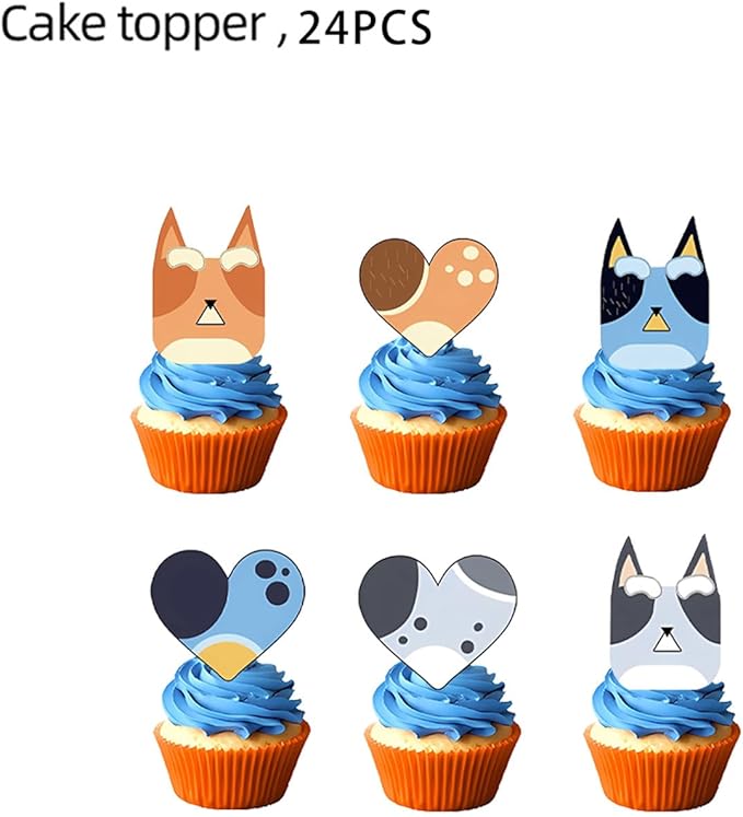 Blue Dog Birthday Decoration Set, Cartoon Happy Birthday Banner, Party Supplies with Banner, Hanging Swirl, Honeycomb