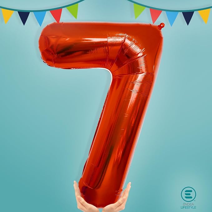 40 Inch Large Red Number Celebration and Decoration Balloon for Birthday Parties, Graduations, Anniversaries, Weddings, Photo Shoots, Special Events - Helium Foil Mylar (Red Number 7)