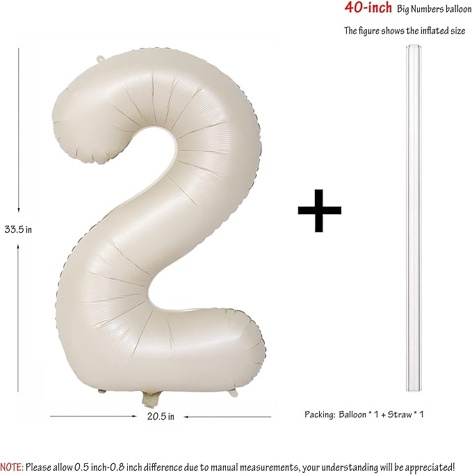 40 In Cream white Number Balloons Helium Foil Mylar Balloon Birthday Party banquet Decoration Digital 2
