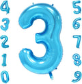 Blue 3 Number Balloon, 40 Inch, Premium Mylar, Reusable, for Birthday Party Decoration