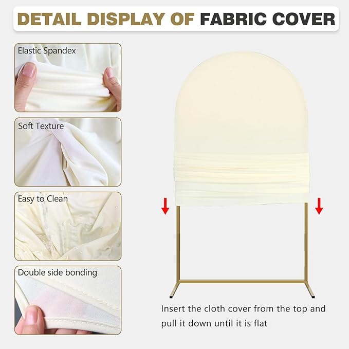 Arch Backdrop Stand and Cover Set, Metal Balloon Arch Backdrop 6.6ft, Gold Arched Stand Frame for Wedding, Parties,Birthday, Decorations (Beige,6.6ft)