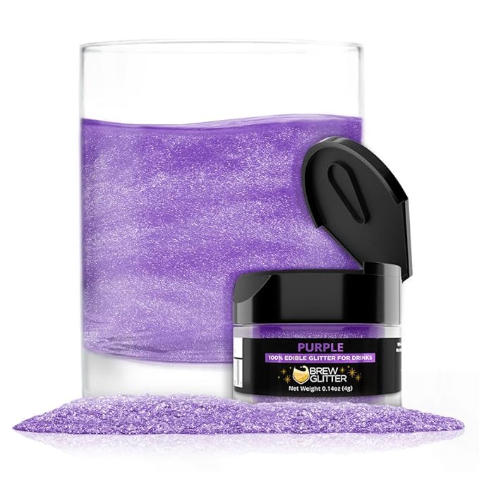 Brew Glitter Edible Glitter for Drinks, Cocktails, Beer, Garnish & Beverages (Purple, 4 Grams)