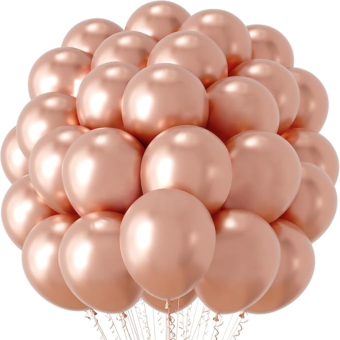 Metallic Rose Gold Balloons, 66pack 12inch Chrome Rose Gold Latex Party Balloons for Birthday Baby Shower Valentine's Day Graduation Wedding Gender Reveal Anniversary Party Decorations