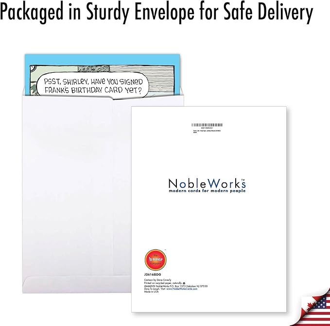 NobleWorks - 1 Big Funny Birthday Cartoon For Men and Women (8.5 x 11 Inch) - Jumbo Comic Humor, Group Greeting with Envelope - Frank's Card J2616BDG
