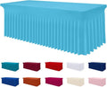 Smiry Spandex Tablecloth, Elastic Fitted Stretch Tablecloth for 8FT Rectangle Tables, Waterproof Washable Table Cover Skirt for Outdoor, Wedding, Banquet & Parties (Blue Mist, 96Lx30Wx30H Inch)