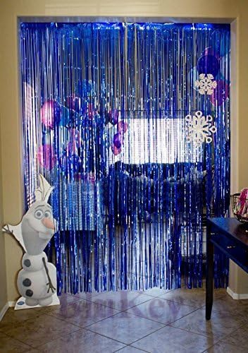 2 Pack 3ft x 8ft Foil Fringe Backdrop Metallic Tinsel Door Window Curtain Party Photo Booth Props for Birthday Bachelorette Wedding Graduation Party Decorations (Royal Blue)